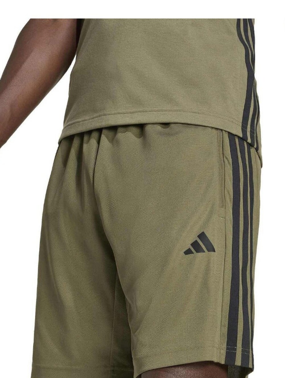 Adidas Olive Athletic Shorts with Black 3-Stripes